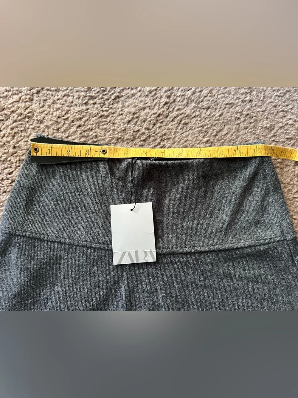 Zara Grey Knit High Waisted A-Line Midi Skirt NWT S